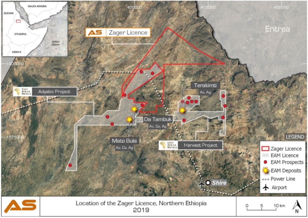 Altus strategies, location of the Zager licence in northern Ethiopia