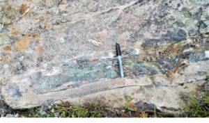 Exposed mineralisation at the Zonte Hill IOCG deposit in Newfoundland, Canada
