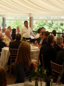 Nick Davis,Memery Crystal, addressing the Oxford Mining Club Annual Summer lunch #Bytheriver (image - Memery Crystal LLP on Twitter)