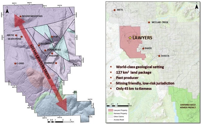 Benchmark Metals Lawyers project location in British Columbia, Canada